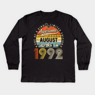 Awesome Since August 1992 Vintage 31st Birthday Kids Long Sleeve T-Shirt